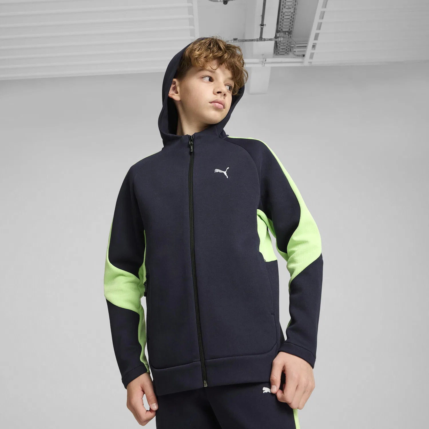 Детская куртка из футера с капюшоном Full Zip Puma, Цвет BLAU — фото 2