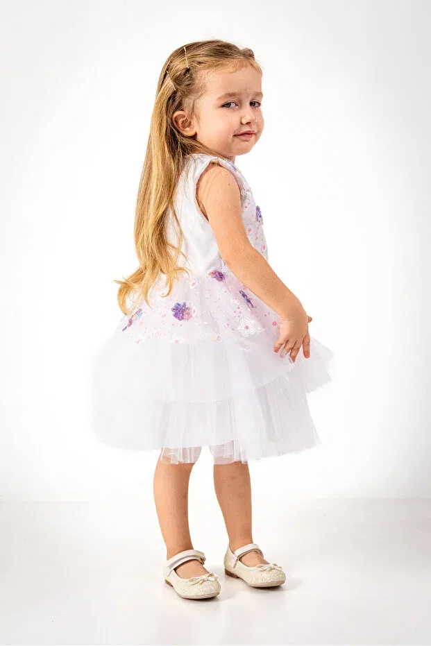 Детское платье для девочек с пайетками Daisy Sequin Tutu Evening Dress Dfn, White