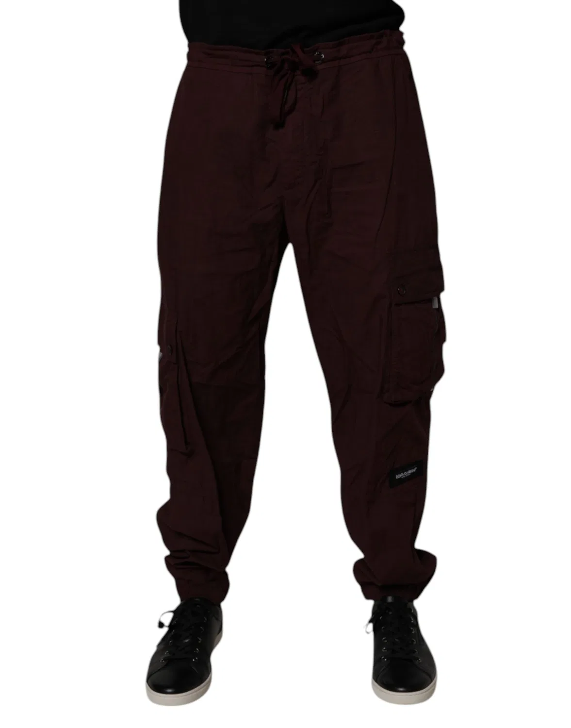 Мужские брюки-джоггеры карго с завязками Maroon Dolce & Gabbana, Maroon — фото 2