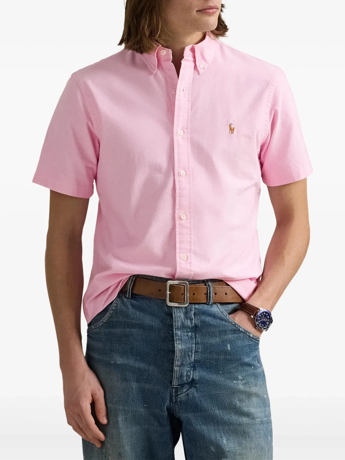 Рубашка светло-розовая из хлопка Polo Ralph Lauren, светло-розовый — фото 3
