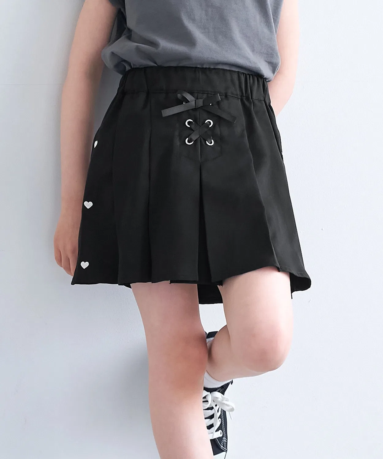 Coca(coca) Детская юбка с принтом Heart Line Plisse coca, Black
