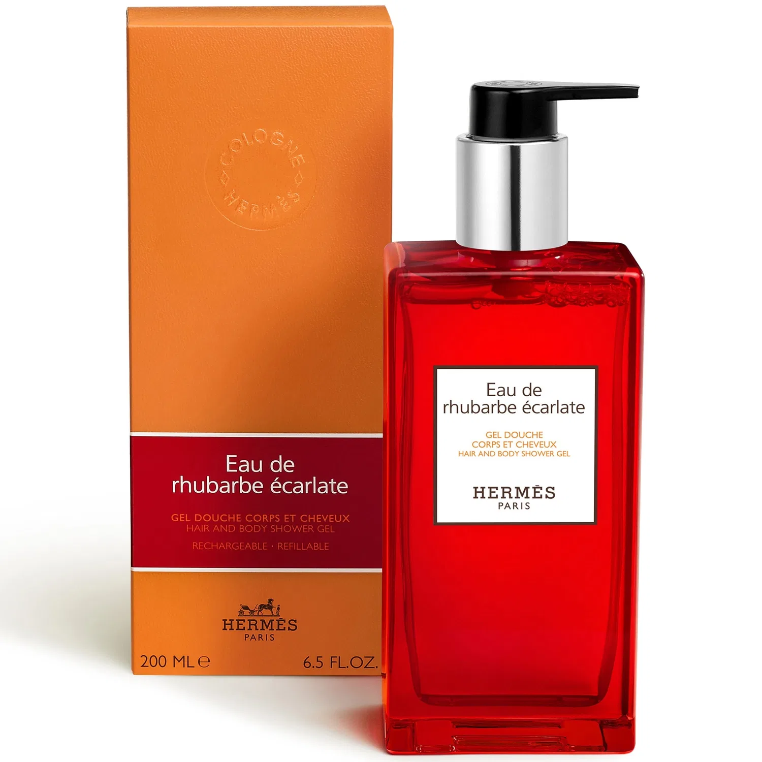 Гель для душа и волос с ароматом ревеня Eau De Rhubarbe Ecarlate Hermes, 200 мл — фото 3