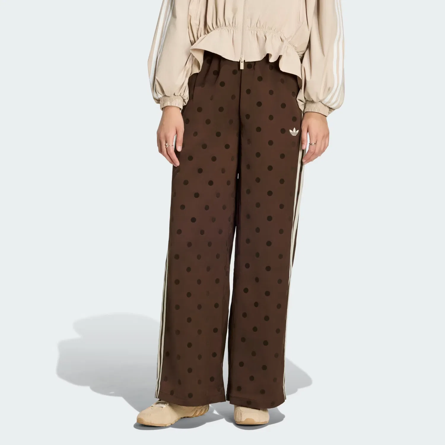 Женские брюки с принтом в горошек Satin Polka Dots Wide Leg Pant Adidas Originals, темно-рыжий