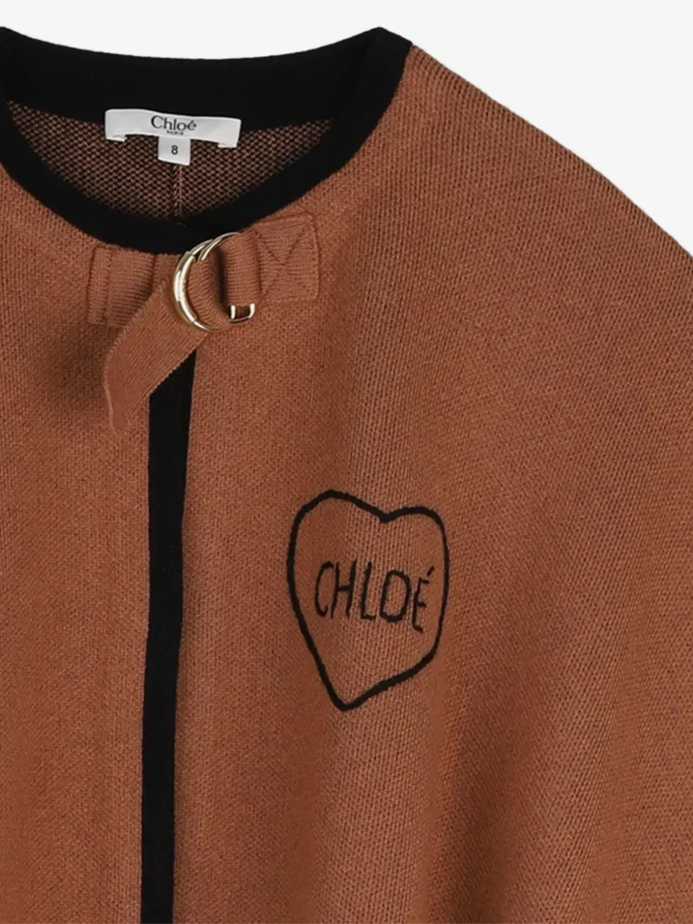 Кейп с вышитым логотипом и пряжками Chloé Kids, коричневый — фото 3