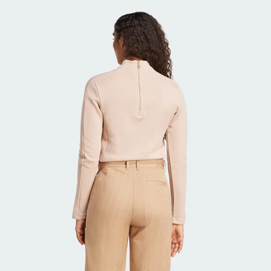 Толстовка ADIDAS ORIGINALS 'Structured Interlock Long Sleeve' бежевого цвета — фото 3