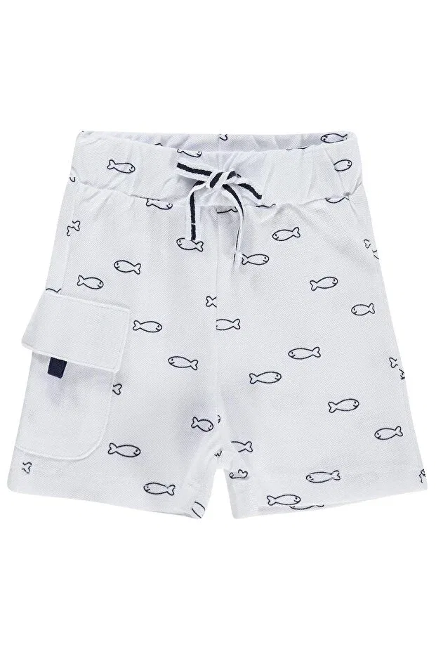Детские шорты для мальчиков с принтом Fish Print Civil Baby, White — фото 3