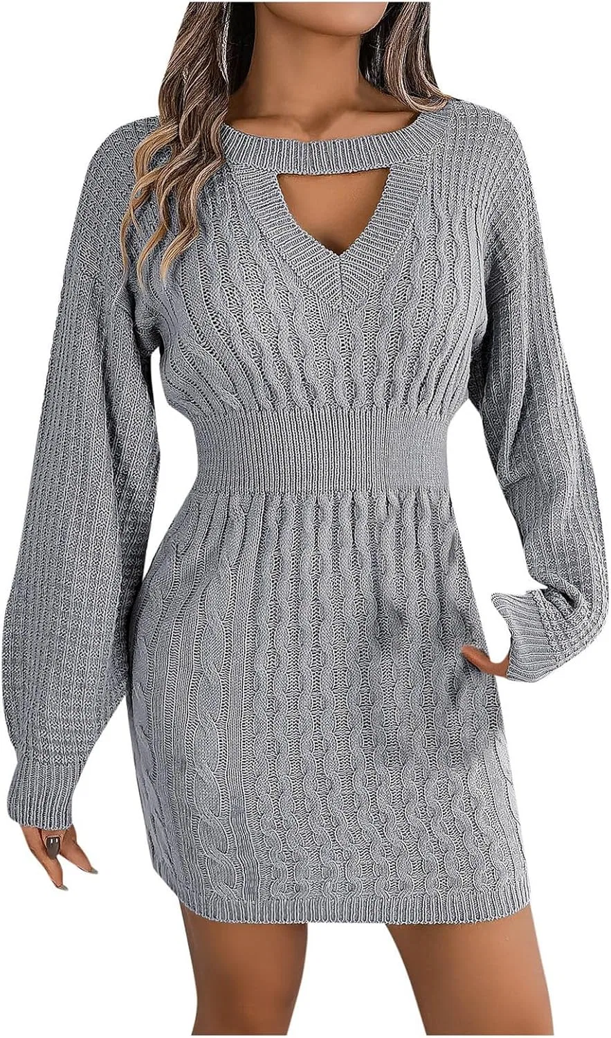 Женское свитер-платье с фонариками Long Sleeve, Grey
