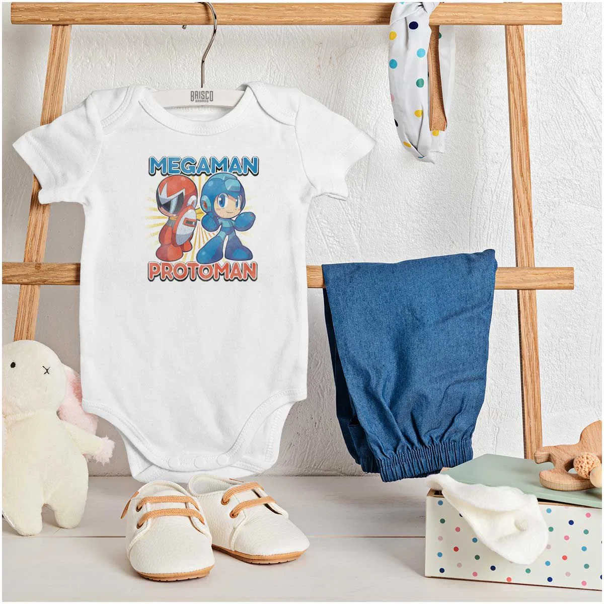 Детское боди с коротким рукавом MegaMan ProtoMan Brisco Brands, White — фото 3