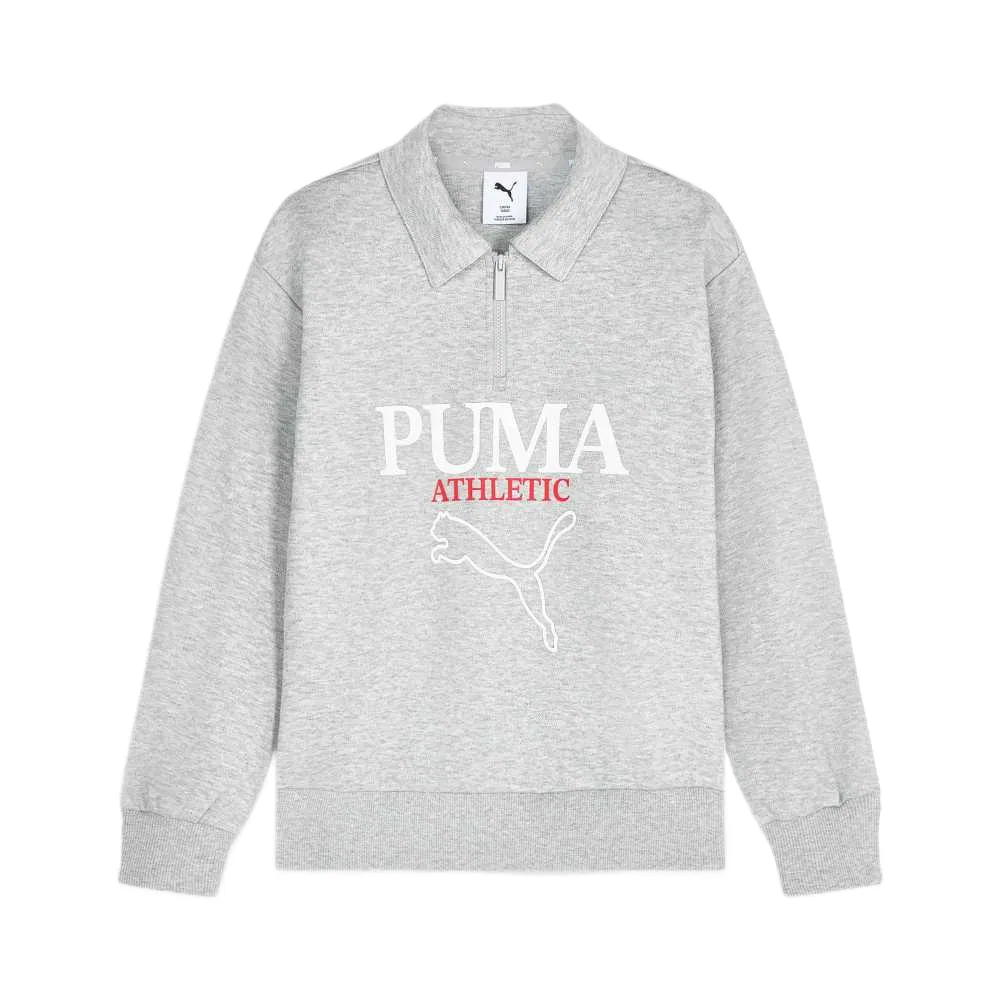 Детский свитшот с отложным воротником PUMA, серый