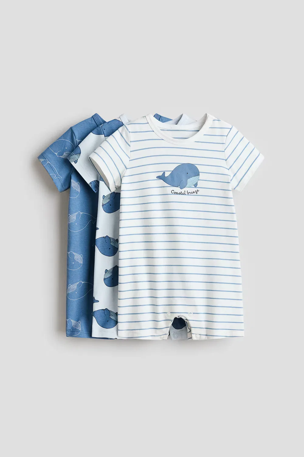 Комплект из 3 коротких пижам H&M, Mattblau/Wale