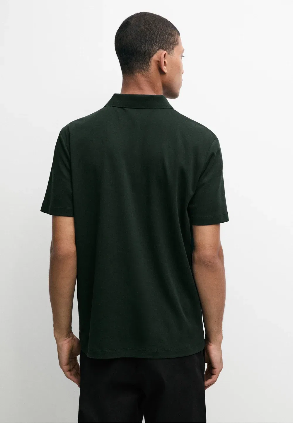 Поло с коротким рукавом из 100% хлопка - рубашка поло Massimo Dutti, Khaki — фото 3