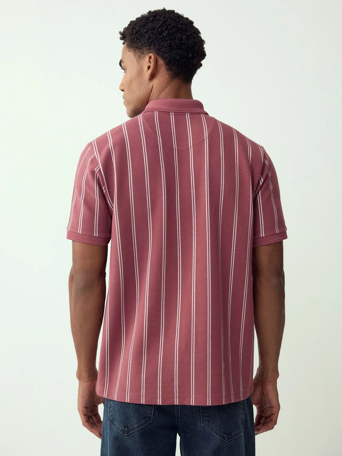 Поло с вертикальной полоской, модель Pink/White Vertical Stripe Next, розовый/белый — фото 3