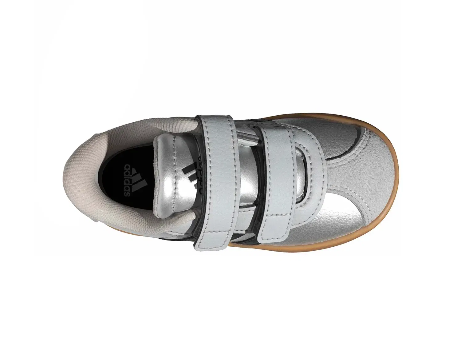 Кроссовки VL Court 3.0 для мальчиков, adidas, серебристый металлик — фото 3