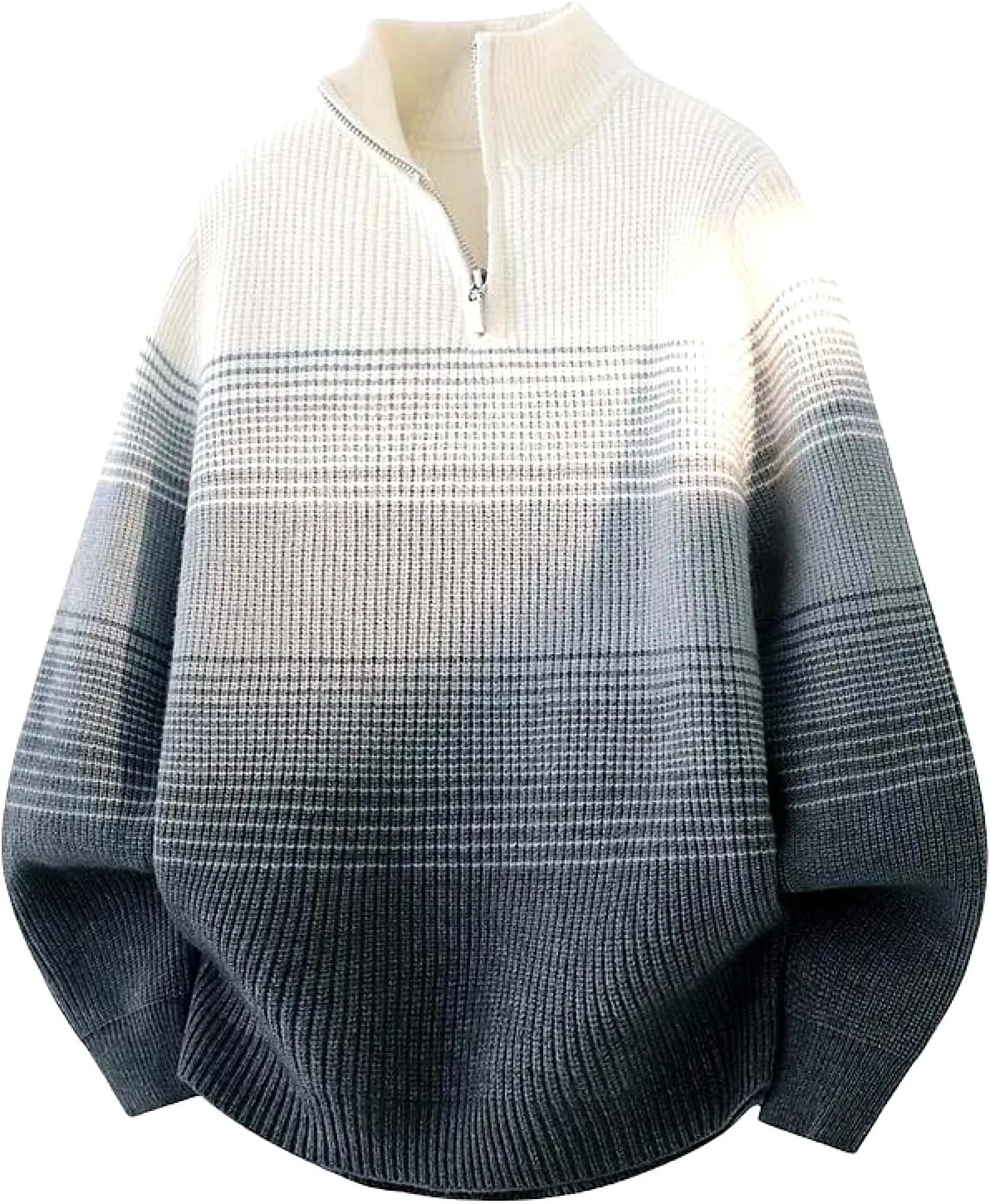 

Мужской свитер с воротником-стойкой и резинкой на манжетах