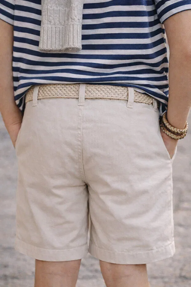 Детские шорты для мальчиков хлопковые Boy'S &100 cotton gabardine shorts - summer comfortable fit casual basic model We&Me, Ecru — фото 4