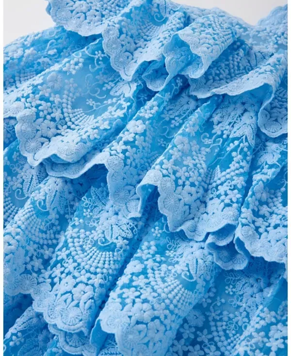 Детское платье для девочек с кружевной отделкой Paloma Lace Frill Mini Dress Marlo Kids, Powder Blue — фото 4
