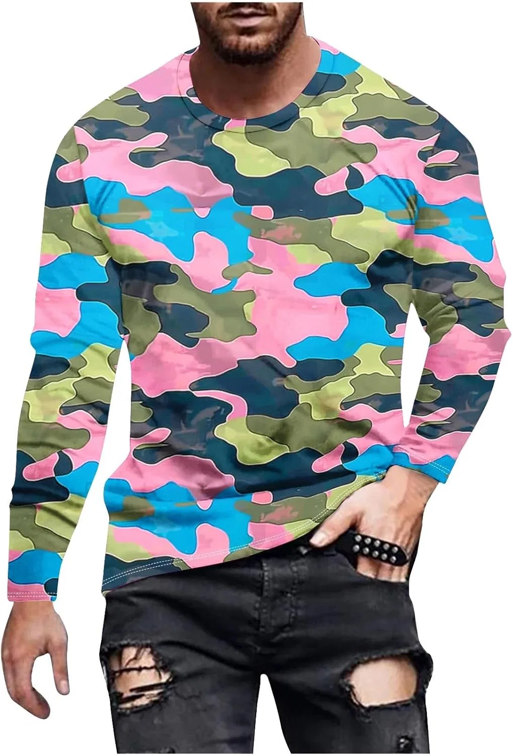 Мужская футболка с камуфляжным принтом оверсайз, Multicolor
