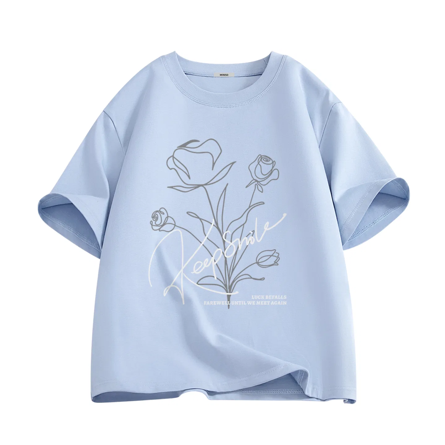 Футболка детская с круглым вырезом Big Smile Rose MINISO, Glacier Blue