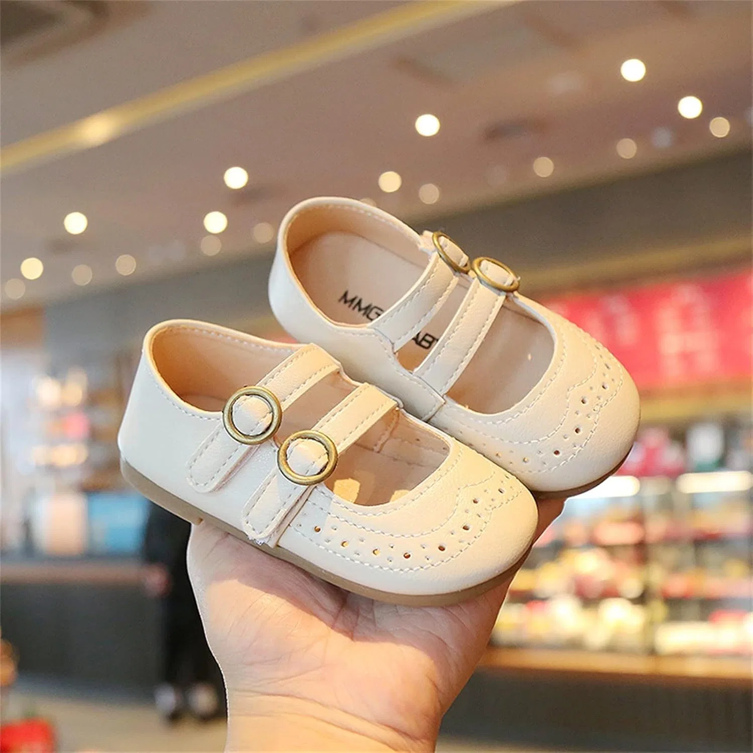 Детские ботинки для девочек с перфорацией Link Shoes Summer And Autumn, Beige — фото 4