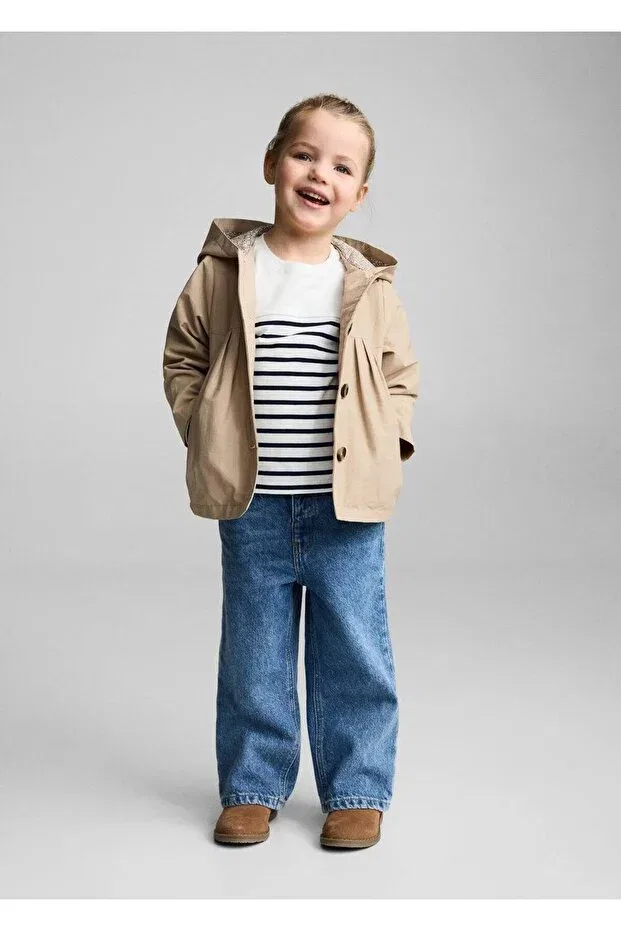 Детский лонгслив в полоску Mango Baby, Off White