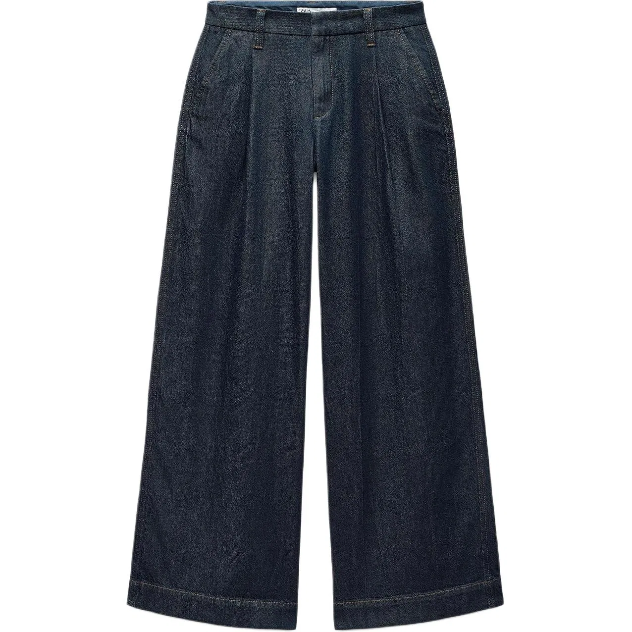 Женские джинсы свободного кроя с широкими штанинами Dark Blue ZARA, Dark Blue