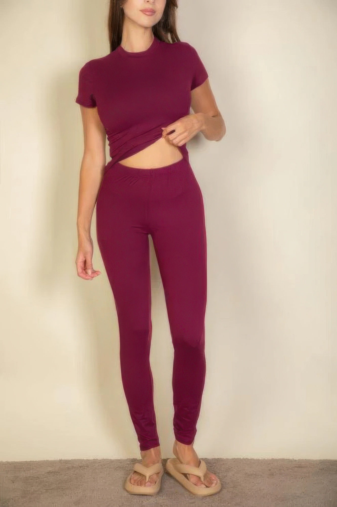 

Базовые однотонные леггинсы FASHNZFAB, цвет burgundy