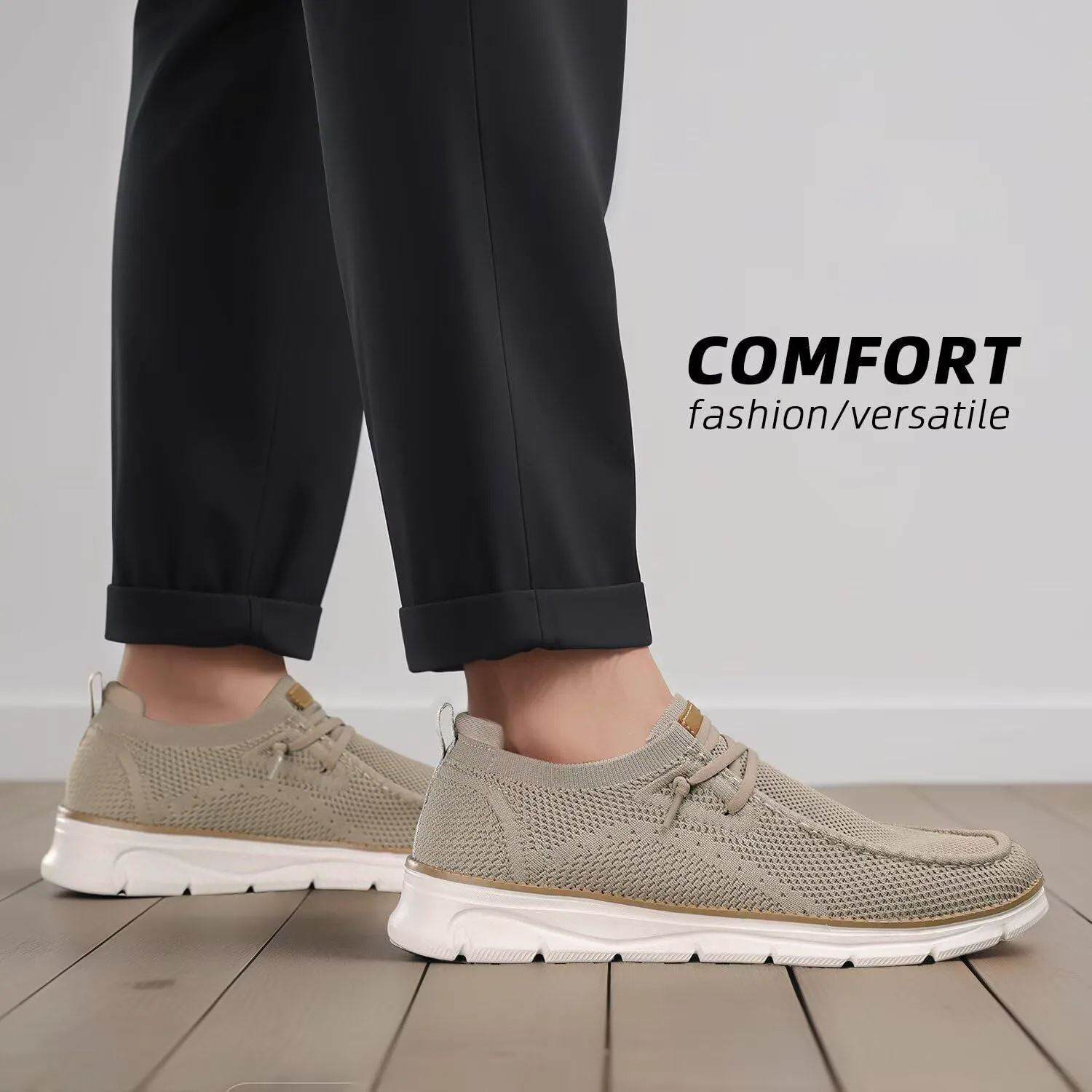 

Мужские слипоны-лоферы Удобные ботинки для прогулок Повседневные кроссовки из сетки Бизнес-оксфорды Легкая рабочая обувь с мягкой подошвой Vooncosir, хаки