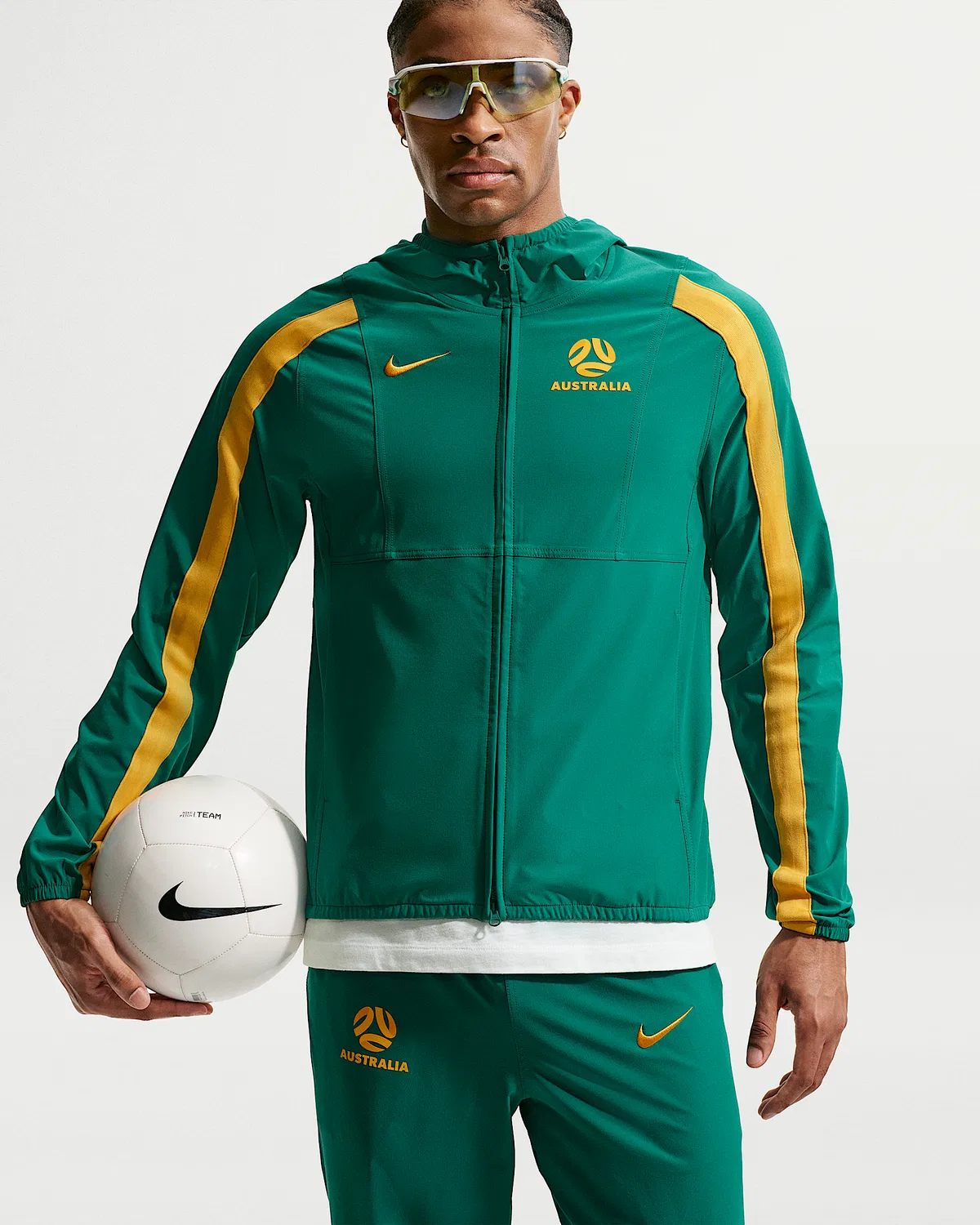 Мужская куртка Nike Dri-FIT Soccer Woven Jacket Australia Energy, Mystic Green/Sport Gold