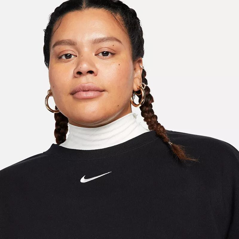 Женский свободный свитшот с круглым вырезом из флиса Nike Sportswear Phoenix (большие размеры), черный — фото 4