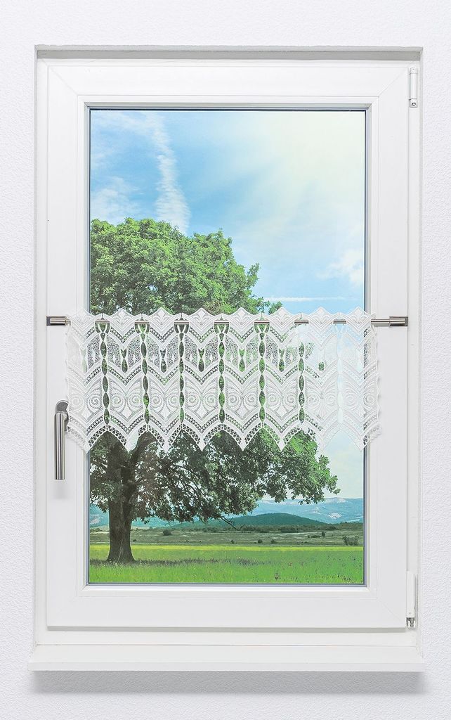 

Панельная штора Plauener Spitze - кружево (Ш х В) 184см*30см белая, белый