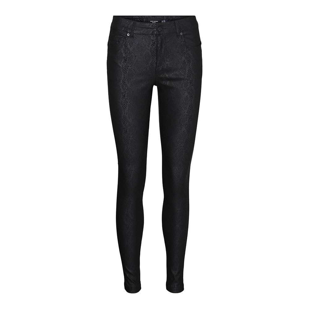 

Брюки Vero Moda Alia Skinny Shape Coated Fit Mid Waist, черный