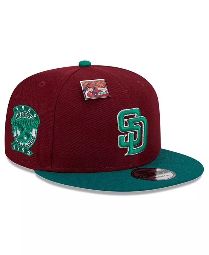 

Мужская кепка Snapback Cardinal/Green San Diego Padres Strawberry Big League Chew Flavor Pack 9FIFTY New Era, мультиколор