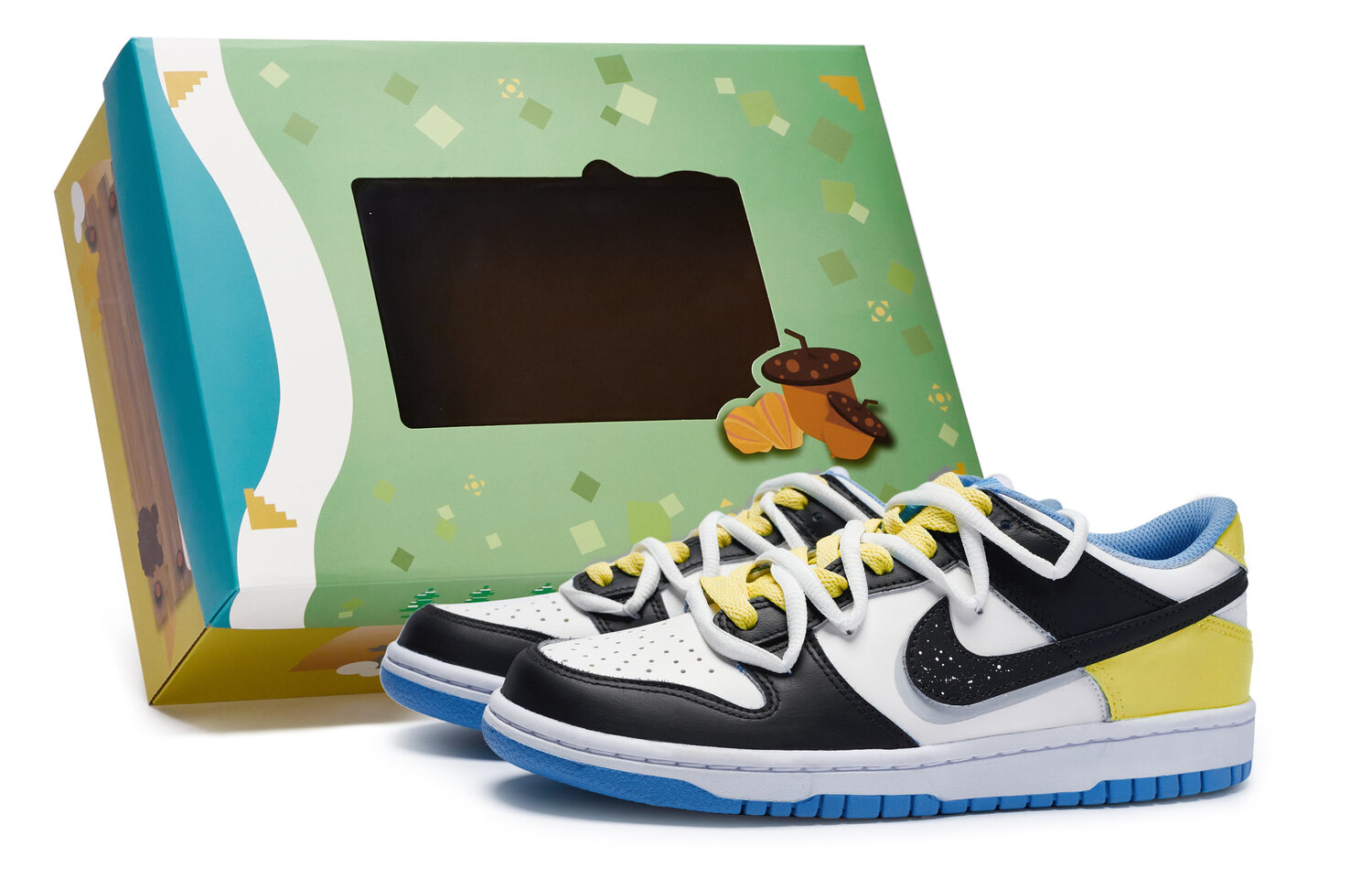 

Кроссовки Nike Dunk Skateboarding Shoes Women's Low-top Yellow, белый/черный