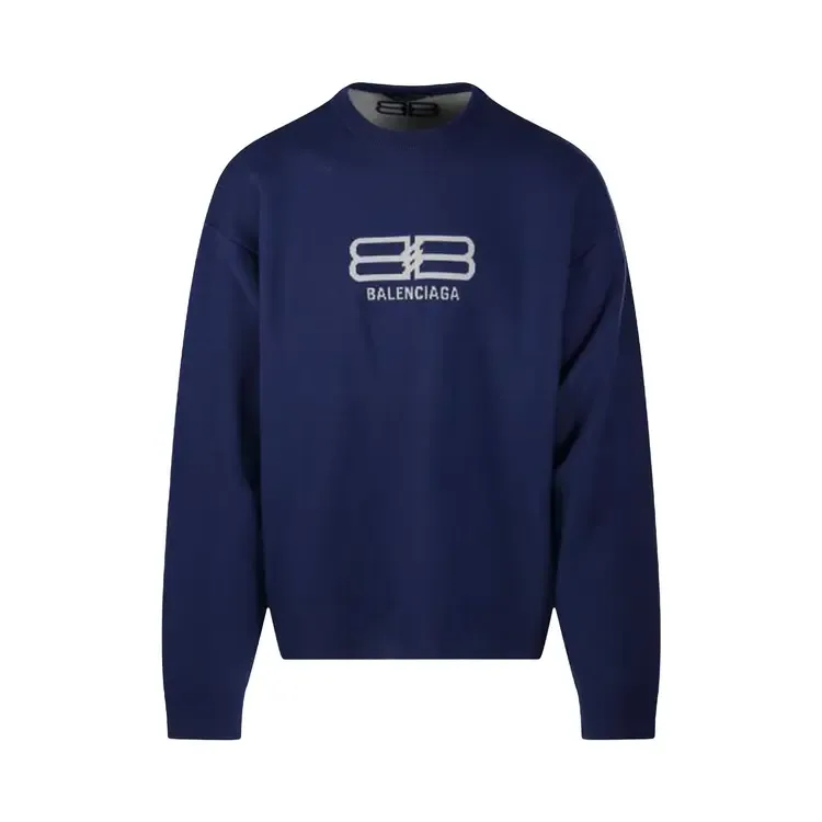 Свитер Balenciaga с круглым вырезом, темно-синий/серый
