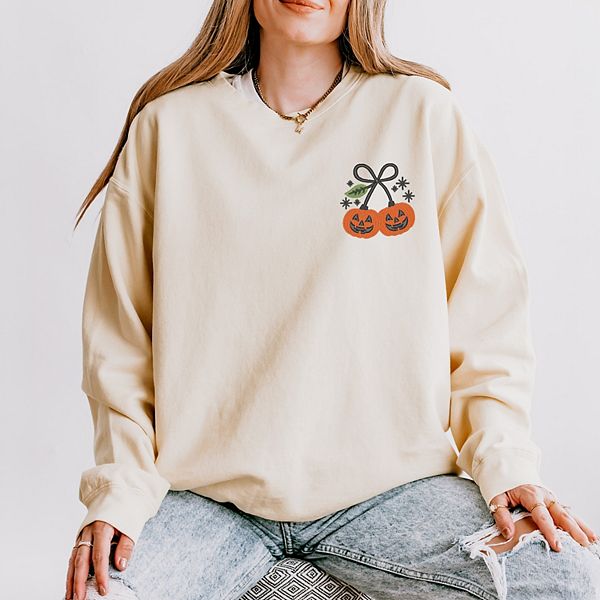 

Вышитая тыква с бантом - женский легкий свитшот garment dyed Simply Sage Market, Ivory, Зеленый, Вышитая тыква с бантом - женский легкий свитшот garment dyed Simply Sage Market, Ivory