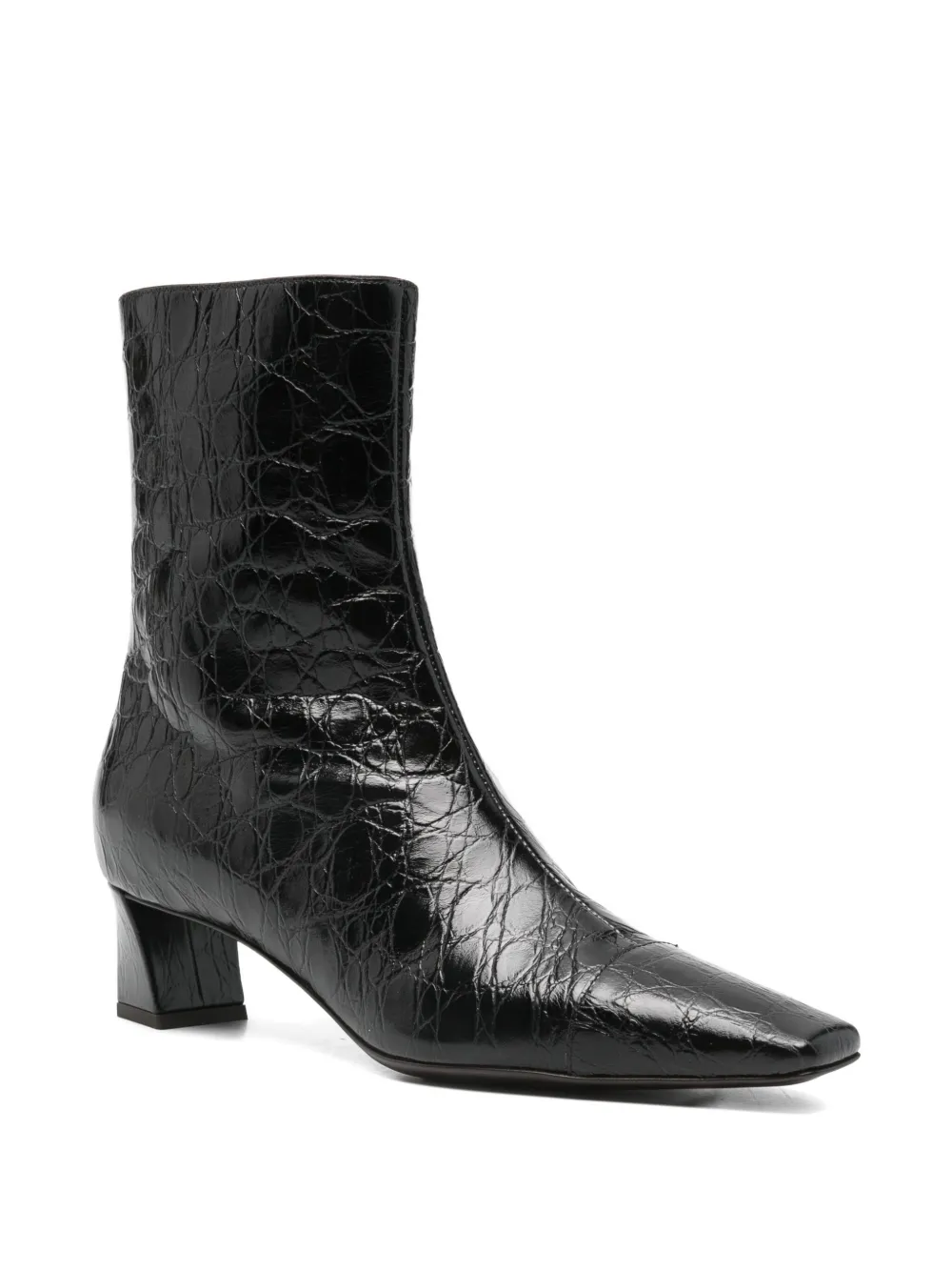 Ботильоны на блочном каблуке с тиснением под крокодила Giuseppe Zanotti, черный — фото 2