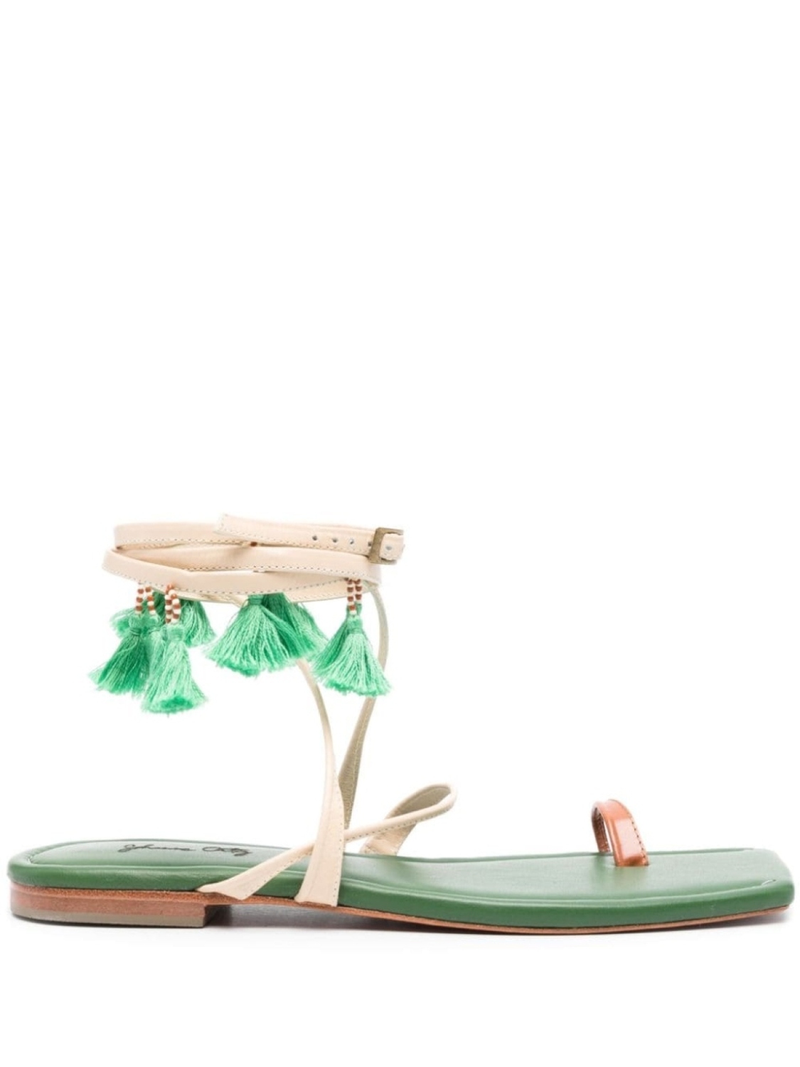 Johanna Ortiz Conversando Con El Viento leather flat sandals, зеленый