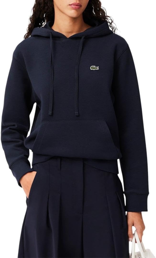 

Толстовка Lacoste женская Relaxed Fit Double Face Pique с капюшоном, Midnight Blue