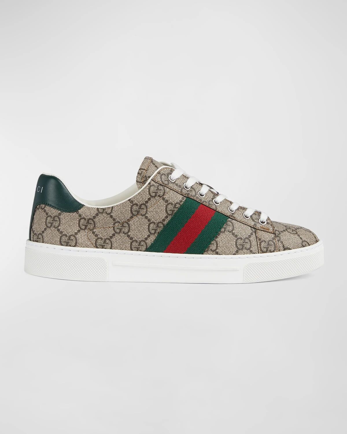 Низкие кеды из парусины с монограммой Ace Gucci, цвет Beige Ebony