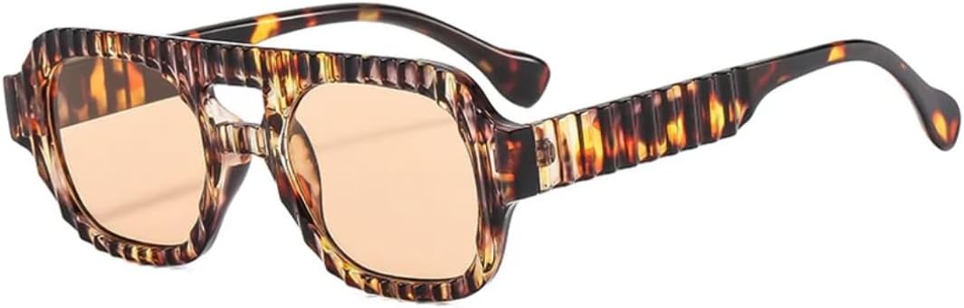 

Модные полосатые солнцезащитные очки с двойной перемычкой для женщин и мужчин, спортивные очки для вождения и путешествий, защита от УФ-излучения UV400 VVTWSSW, Flower Tea