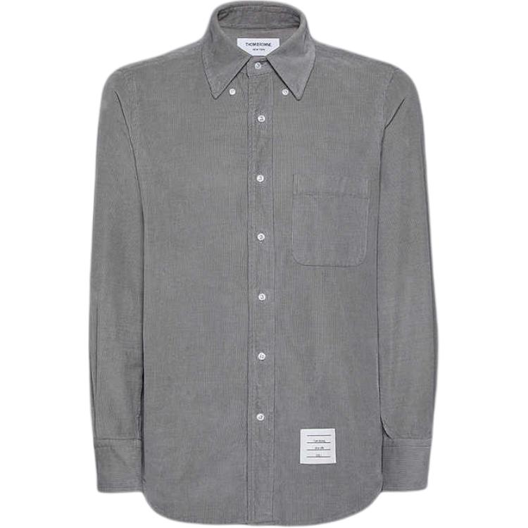 

Вельветовая рубашка с нашивкой и логотипом Thom Browne, светлый серый