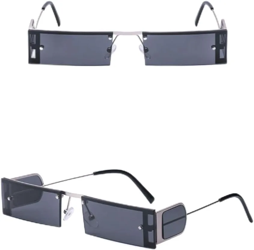 

Солнцезащитные очки без оправы прямоугольной формы для женщин в стиле ретро, ​​металл, панк, мужские очки с защитой от УФ-излучения UV400, m780 Generic, M-781