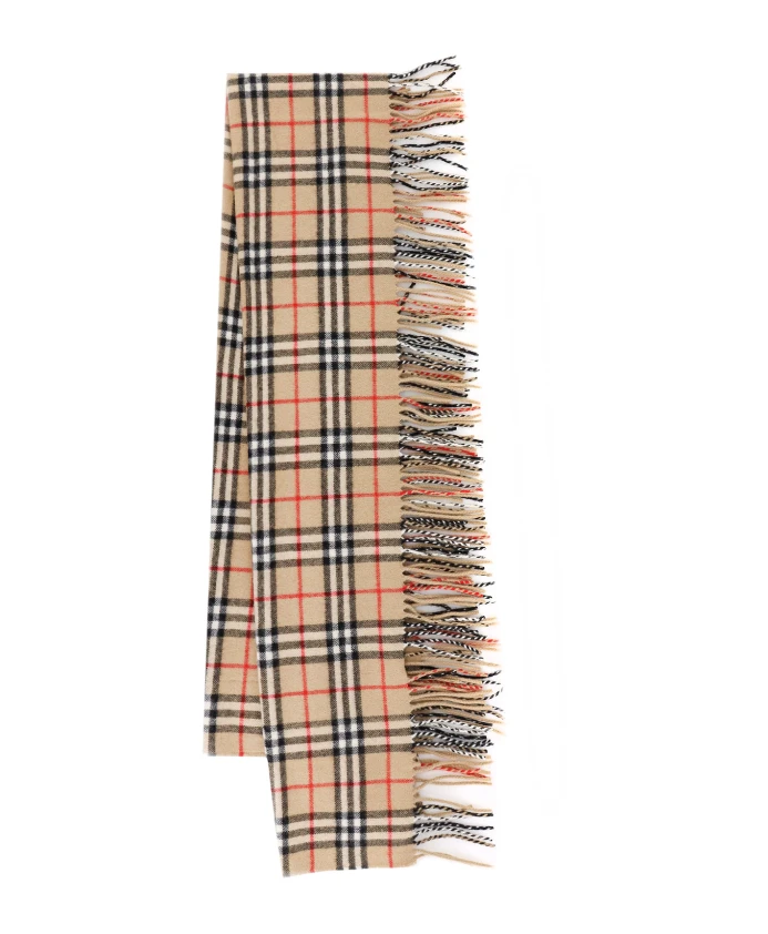 

Кашемировый шарф с бахромой Burberry, бежевый