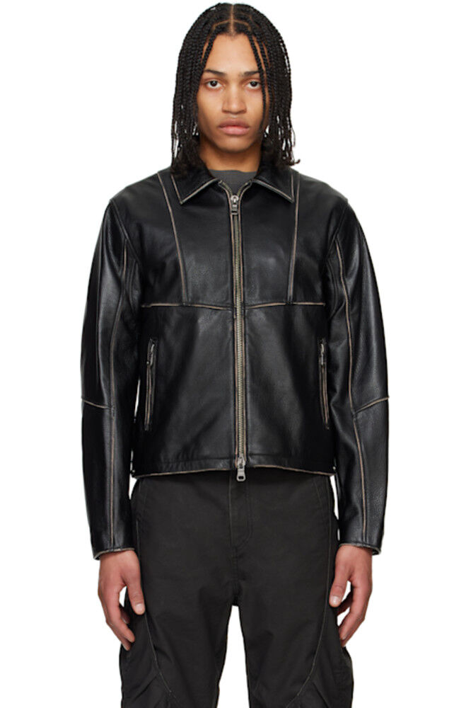 

SSENSE Эксклюзивная черная кожаная куртка на молнии Dreszen Andersson Bell