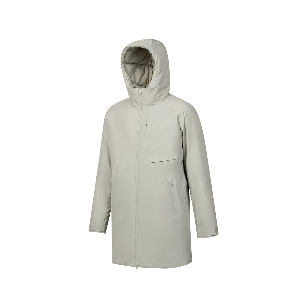 

Saucony Пуховик мужской светло-серый желтый хаки