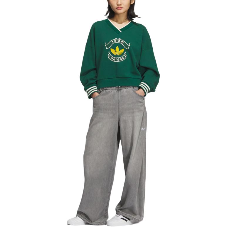 Толстовка FW25 TEAM SWEATCREW женская Adidas Originals, темно-зеленый — фото 4