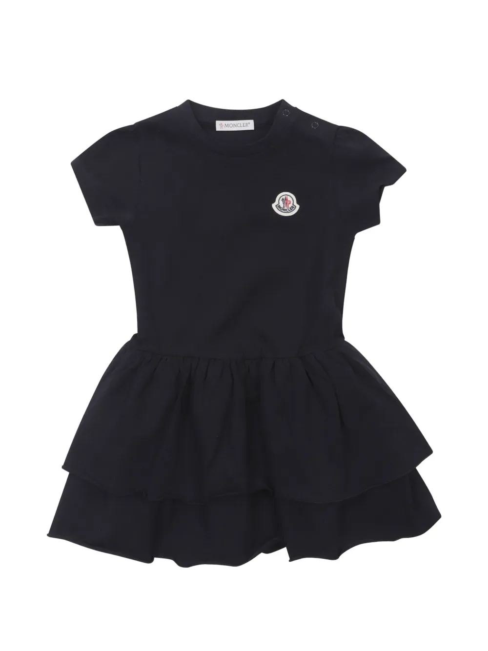 Платье с оборками и нашивкой-логотипом Moncler Enfant, синий