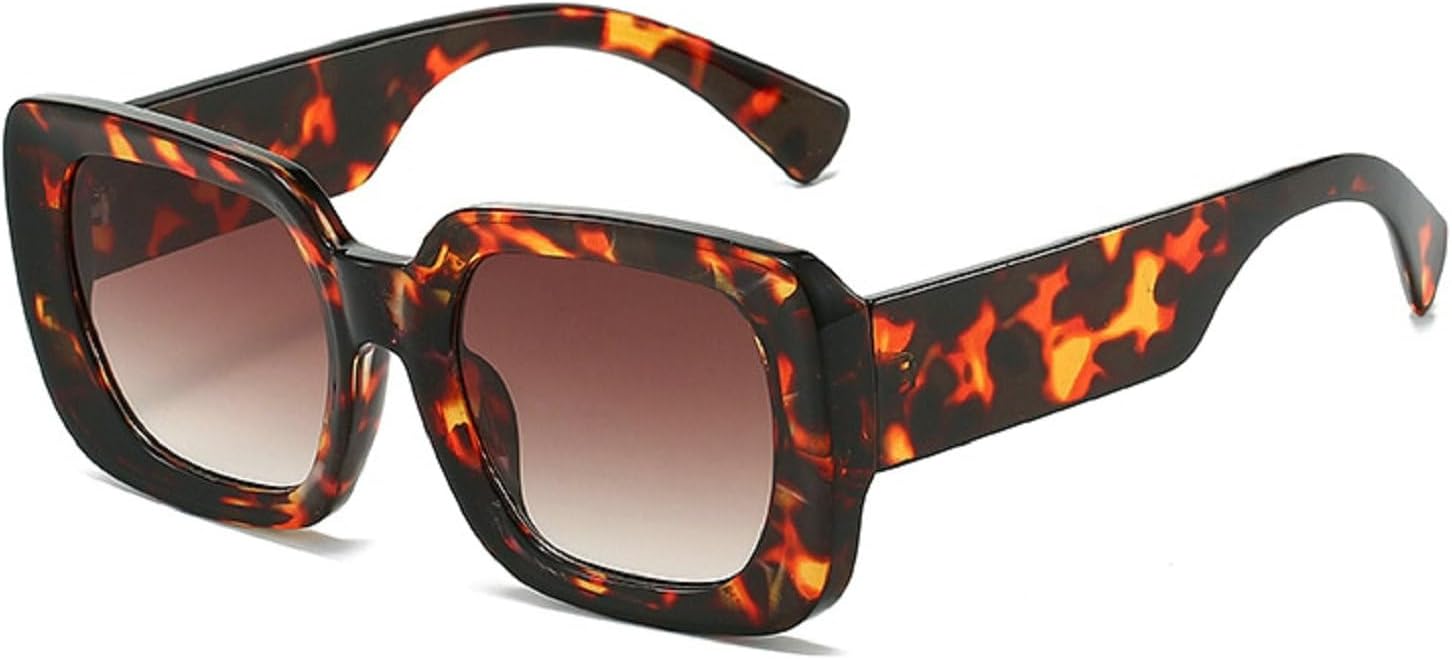 

Квадратные солнцезащитные очки для женщин и мужчин, модные прямоугольные солнцезащитные очки с защитой от УФ-излучения, ретро-винтажные женские солнцезащитные очки Melrose, Leopard