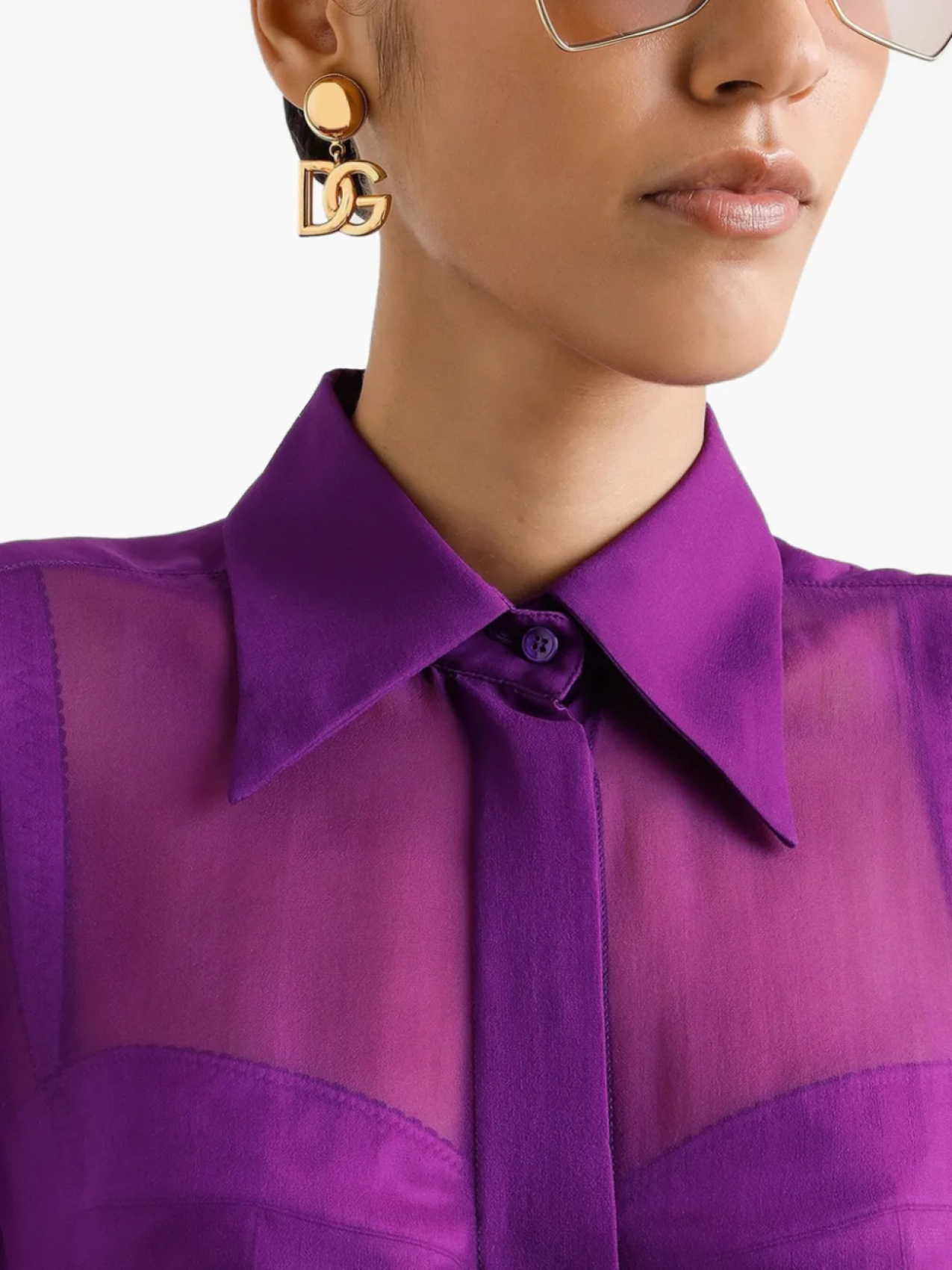 Dolce & Gabbana шелковая рубашка, фиолетовый — фото 4