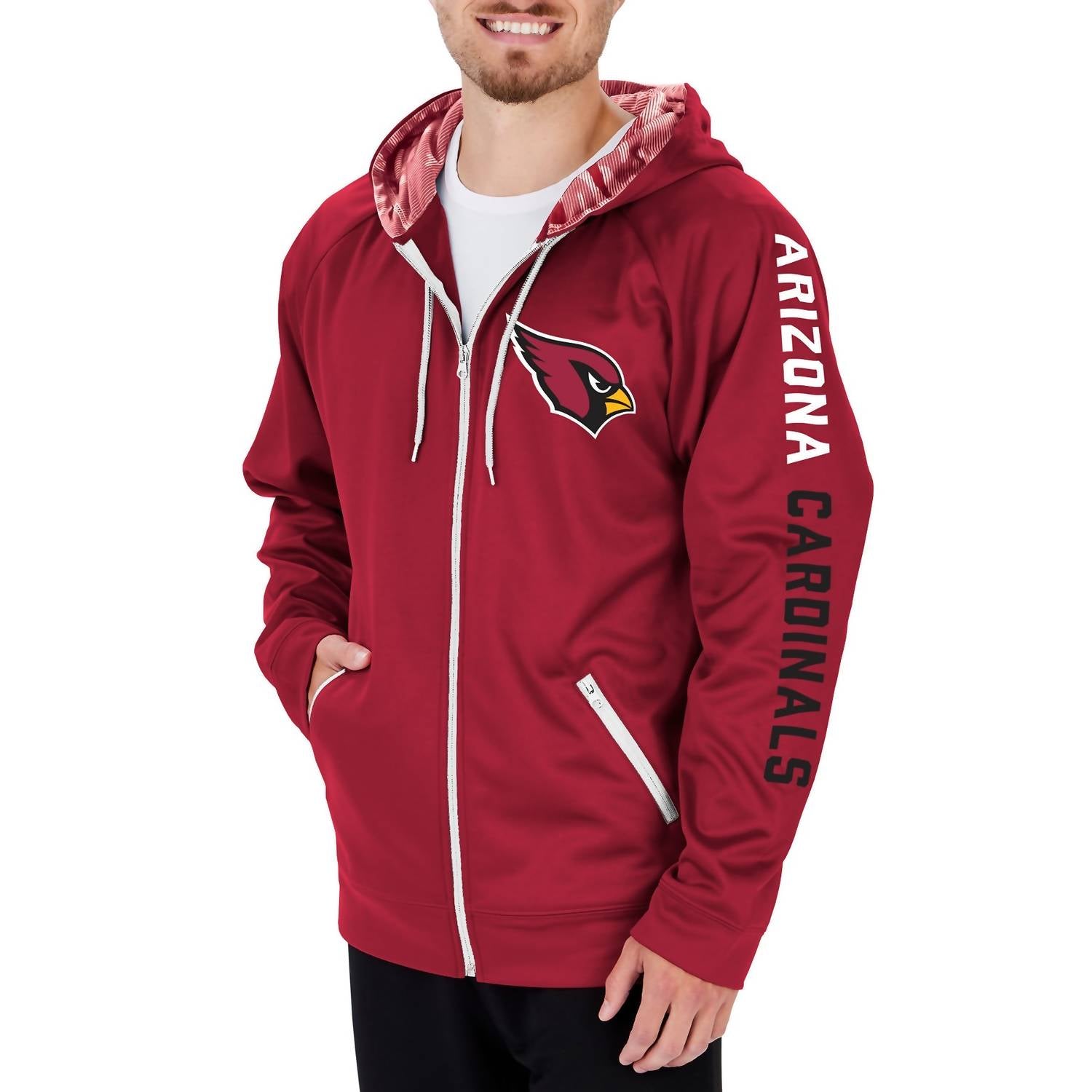 

Мужская толстовка с капюшоном Nfl Arizona Cardinals с камуфляжным принтом и застежкой-молнией красного цвета Zubaz